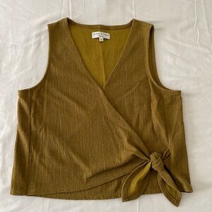 Madewell Texture And Thread Sleeveless Tank Top Wrap Tie Green